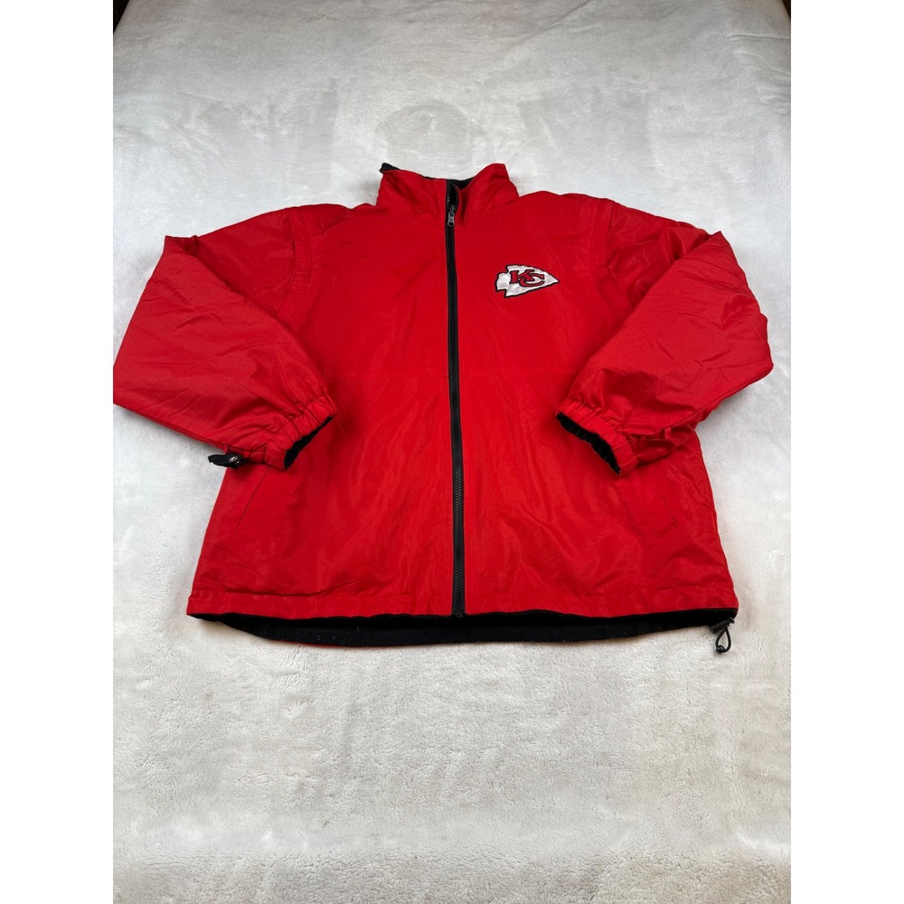 Kansas City Chiefs NFL‎ Reversible Jacket Men's Size M Red Black Fleece